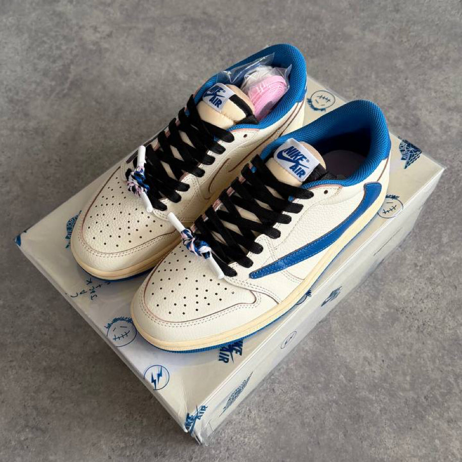 Air Jordan1 Low x Travis Scott x Fragment 'Sail Military Blue'